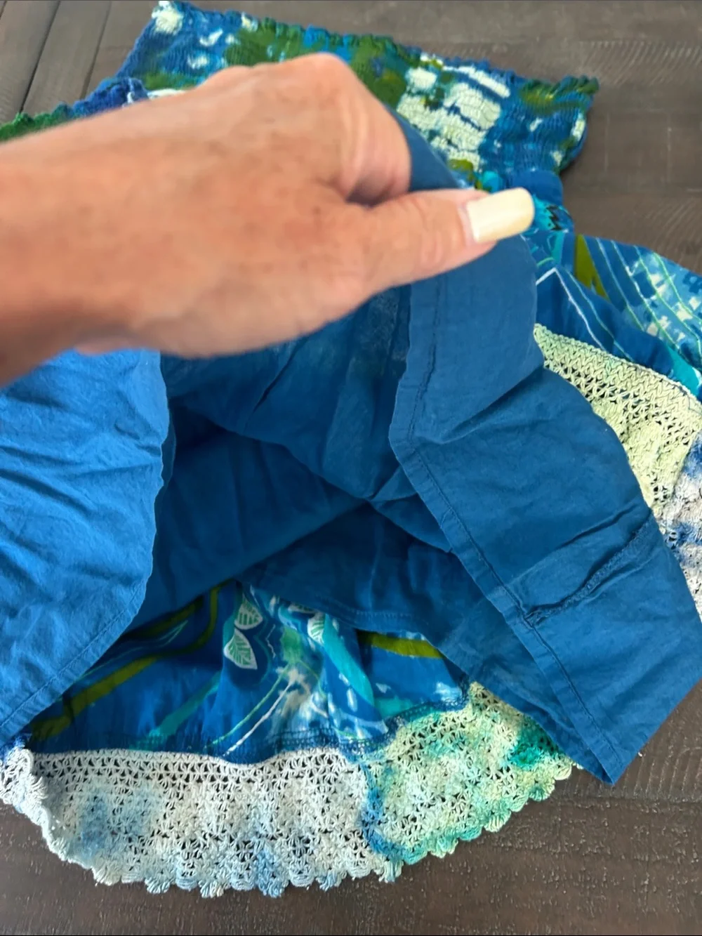 Blue & Green Tiered Midi Skirt - Women's Smocked Waist